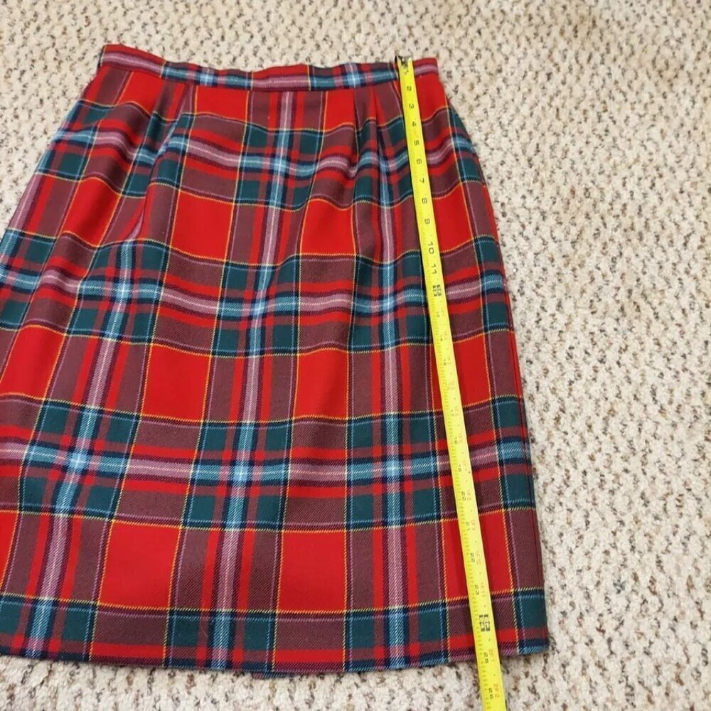 Vintage Charter Club 100% New Pure Wool Plaid Mini Pencil Skirt 14 Lined Red - Picture 5 of 12